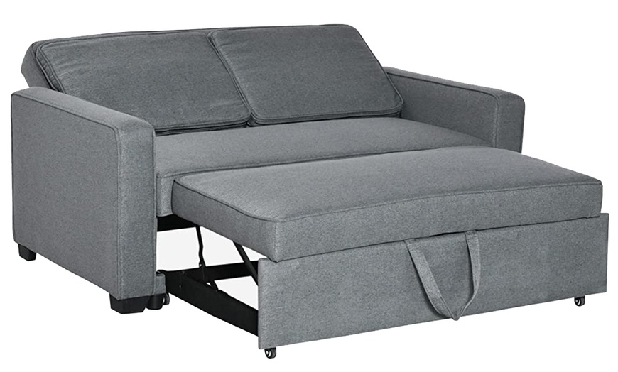 Image 3: HomCom Modern Two-Seater Sofa Bed