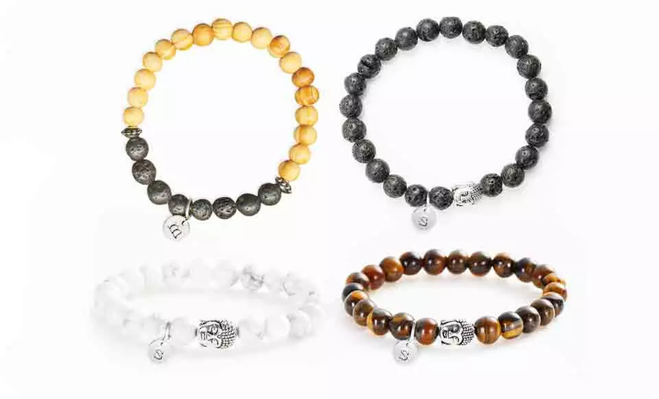 Natural Stone Bracelet with a Custom Initial Charm from Monogram Online - Primary Image