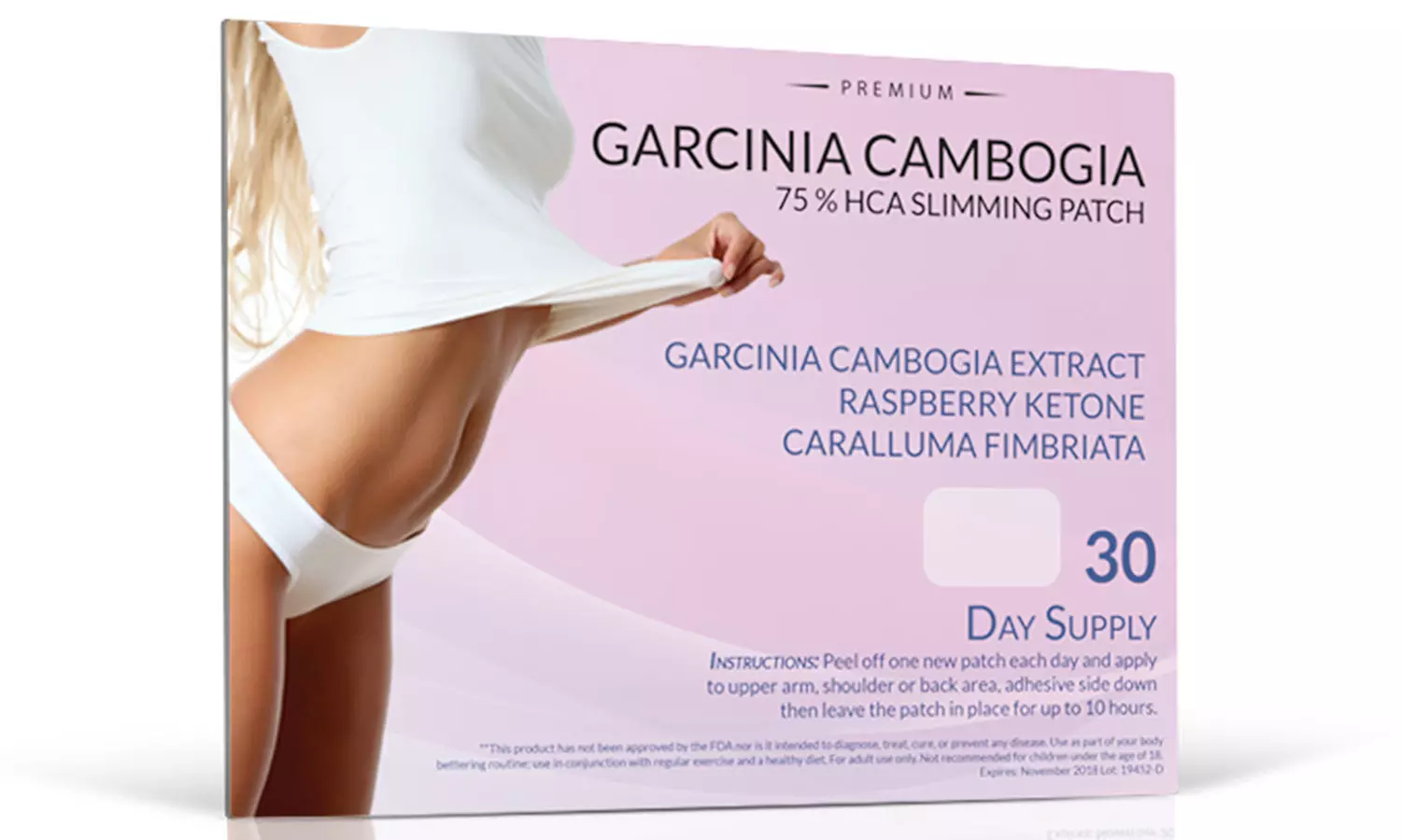 Pure Garcinia Cambogia, Raspberry Ketones, and Caralluma Fimbriata Fat Burner Patch - Primary Image
