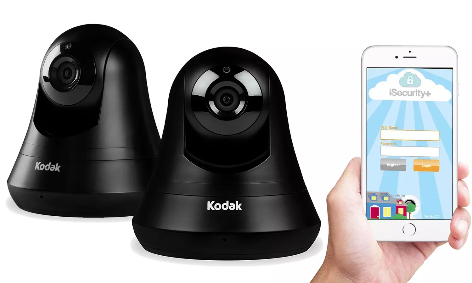 Kodak HD CFH-V15 WiFi Security Camera w/ 350° Pan, Tilt, 2-Way Audio, Night Vision & Free Cloud Storage (1- or 2-Pack)  - Primary Image