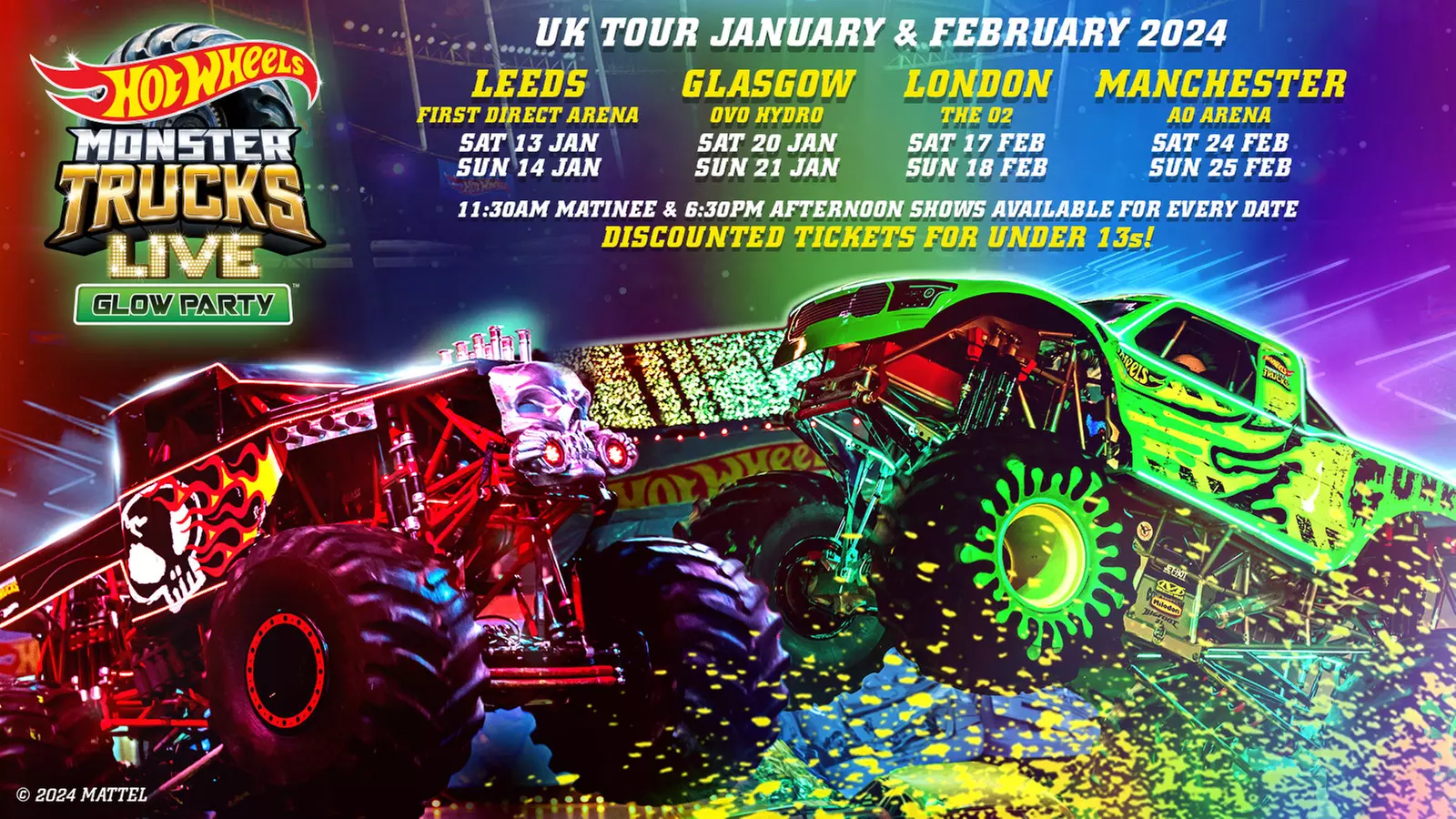 Experience the Ultimate Glow Party with Hot Wheels Monster Trucks Live in the UK! Sunday dates only (45% Off) - Primary Image