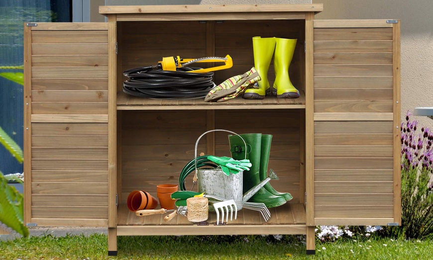 Image 1: Wooden Garden Storage Shed