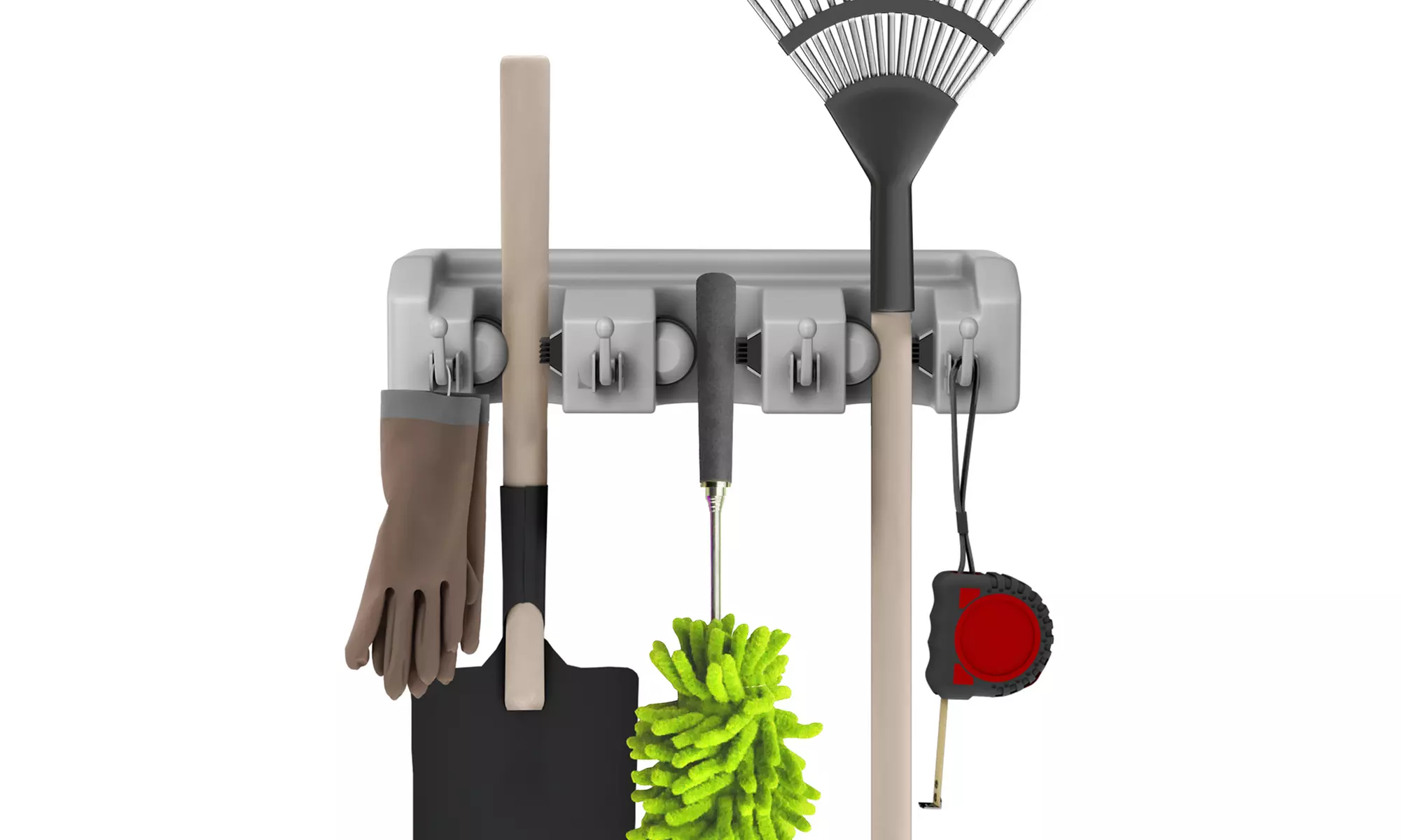 Stalwart Wall-Mounted 3- or 5-Slot Tool Organizer with Hooks - Primary Image