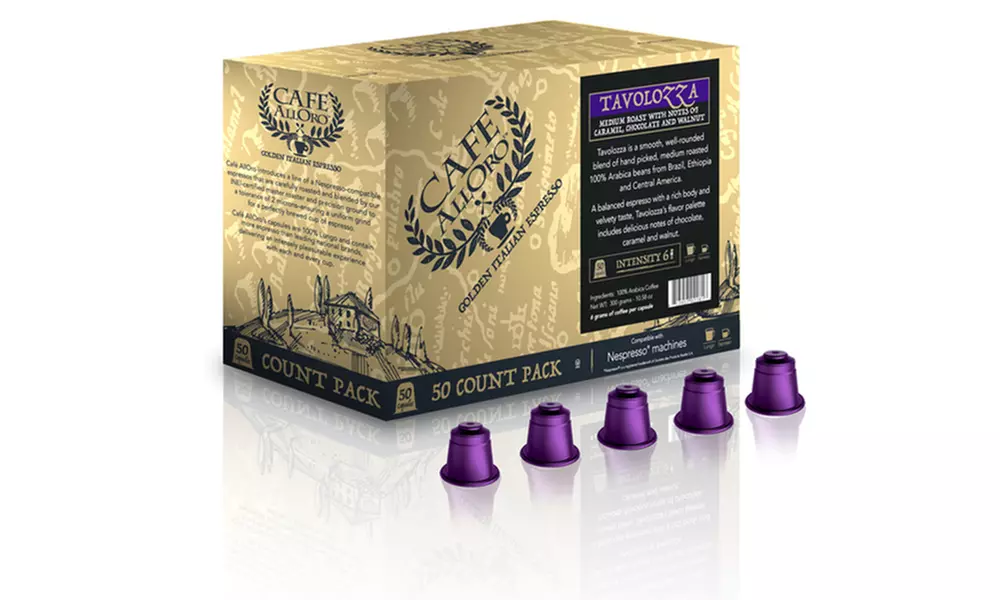 Cafe AllOro Nespresso-Compatible Italian Espresso and Lungo Coffee Capsules (50-Pack) - Primary Image