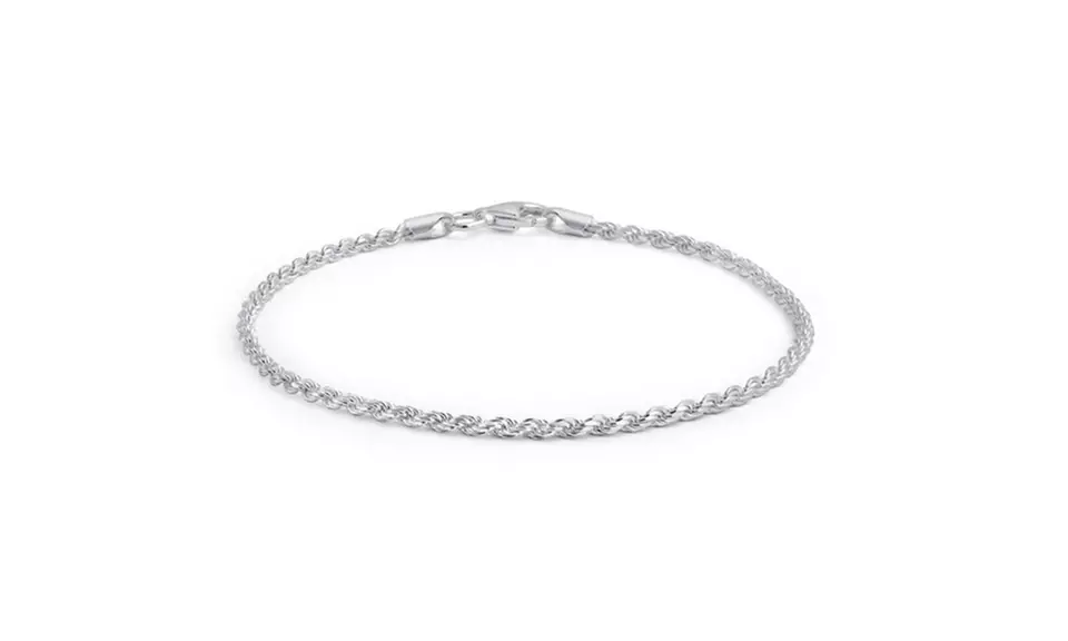 Italian Made Solid Sterling Silver Rope Bracelet by Verona - Primary Image