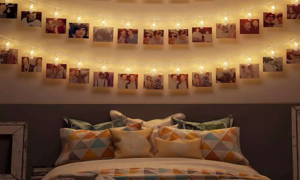 1 ou 2 guirlandes lumineuses avec 10 ou 20 clips photo LED