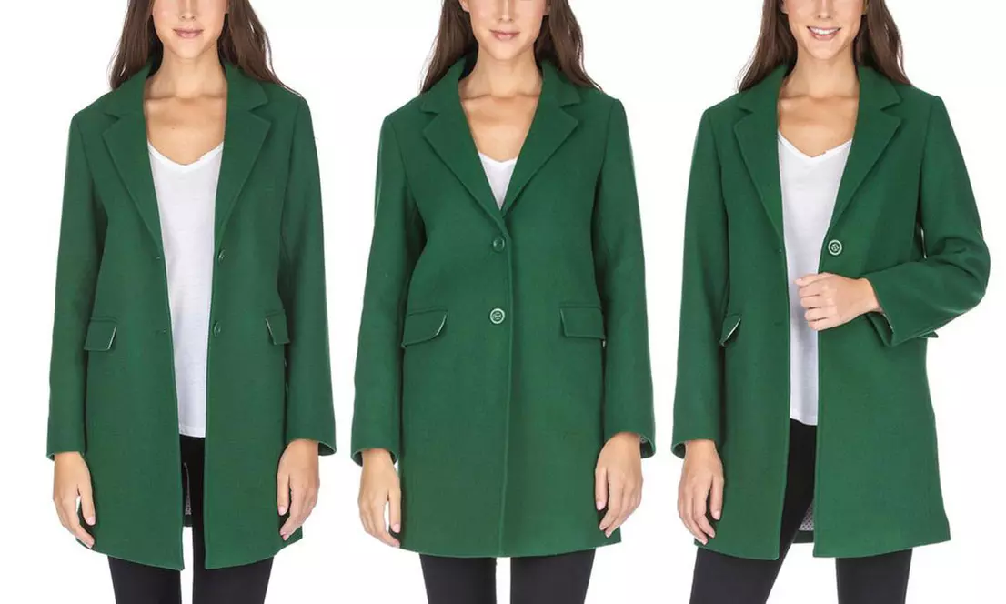 Haute Edition Women's Wool Blend Single Breasted Coats. Plus Sizes Available. - Second Medium