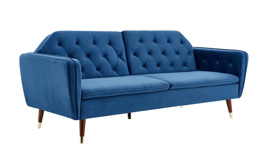 Image 10: Three-Seater Velvet Click Clack Sofa Bed