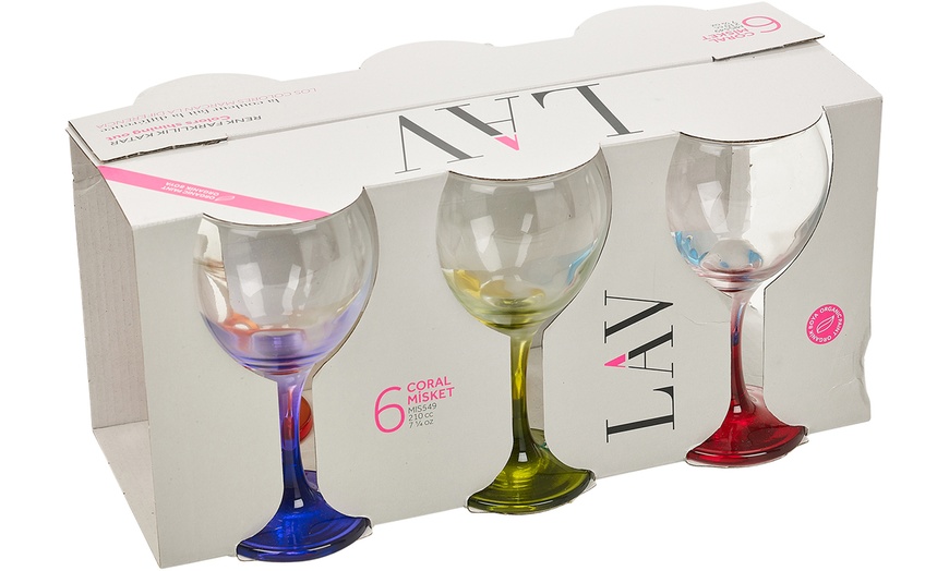 Image 11: Six or Twelve Coloured Stem Wine Glasses