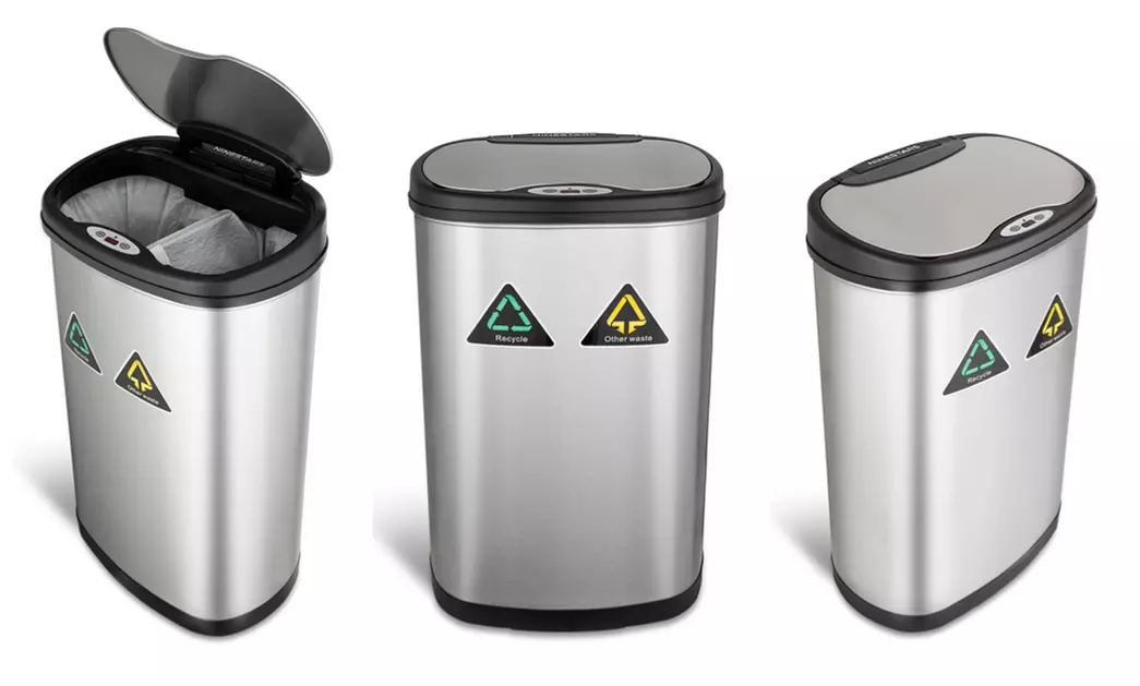 Nine Stars 2-Compartment Trash Can with Motion Sensor (13.2Gal.) - Primary Image