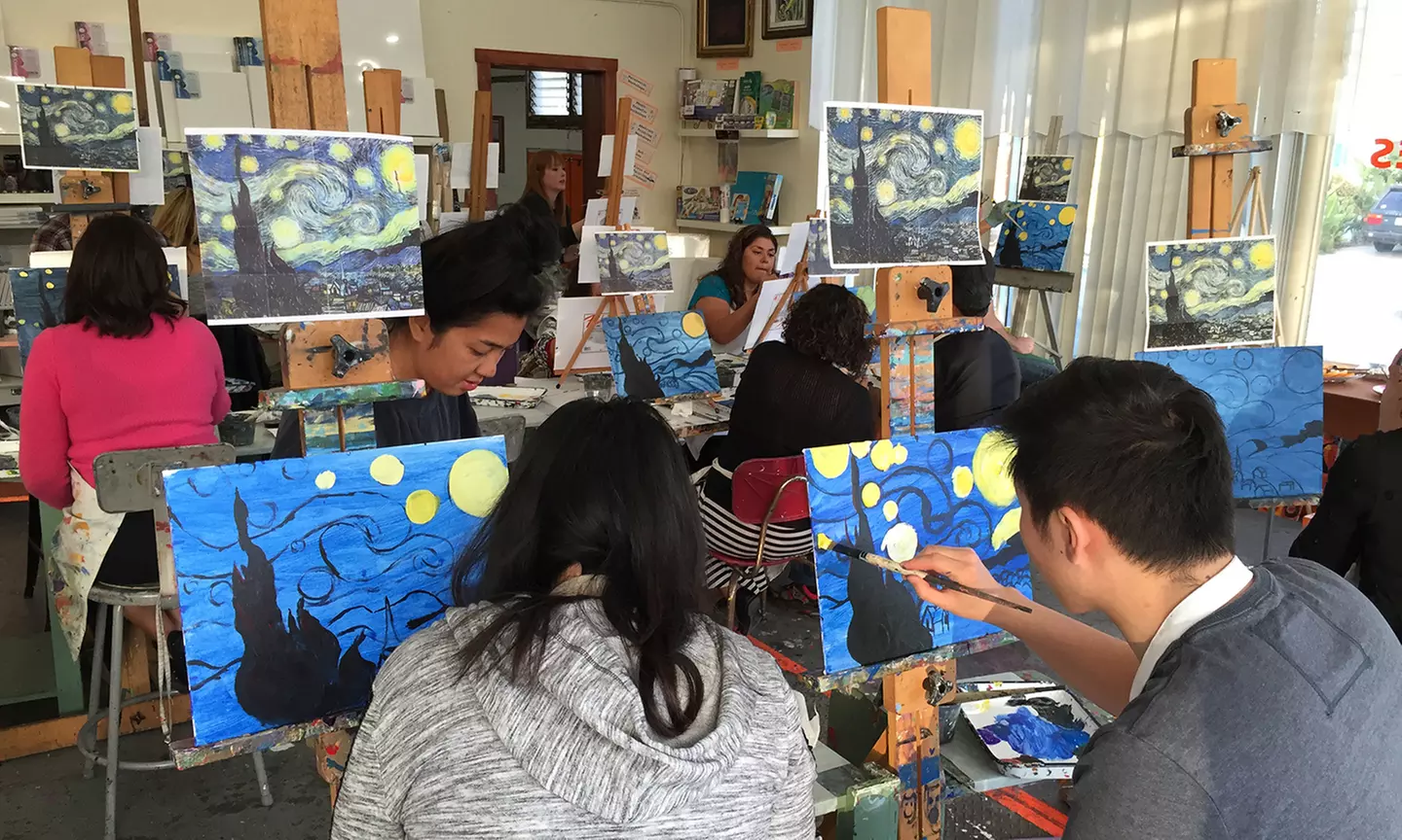 Painting Class for Two, Four, or Six with a Glass of Complimentary Wine and Cheese at Paint Lab (Up to 46% Off) - Primary Image