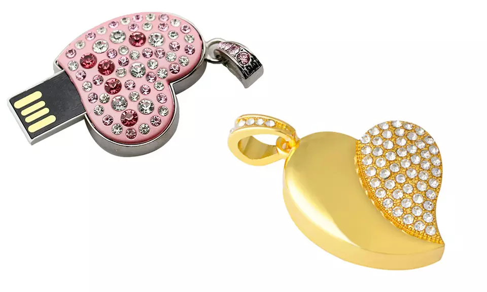 Crystal or Heart Locket 32 GB Flash Drive - Primary Image