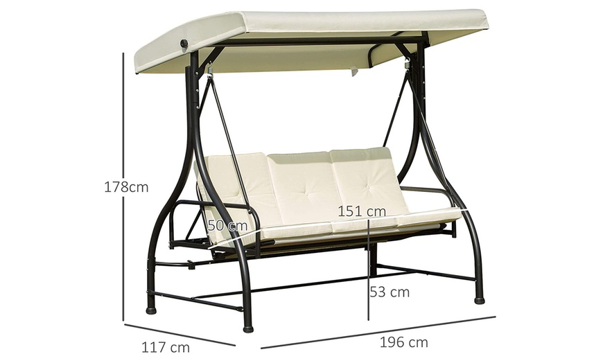 Image 5: Outsunny Three-Seater Swing Bench