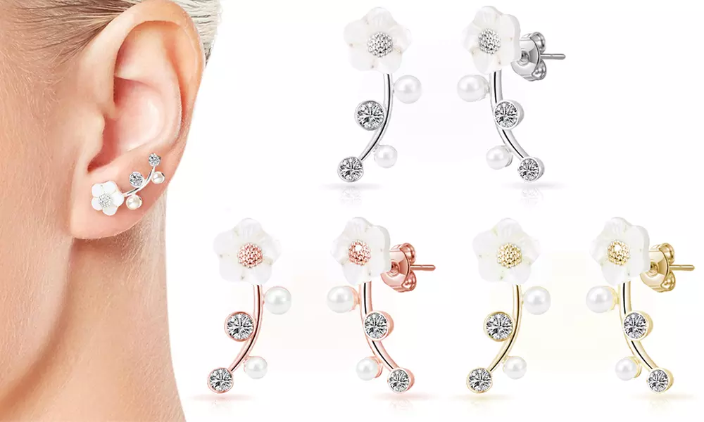 1, 2  ou 3 paires de boucles d'oreilles "Daisy Climber" de Philip Jones ornées de cristaux Zircondia® - Primary Image