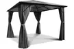 Tonnelle avec toit rigide en polycarbonate, et 4 rideaux en option - Second Medium