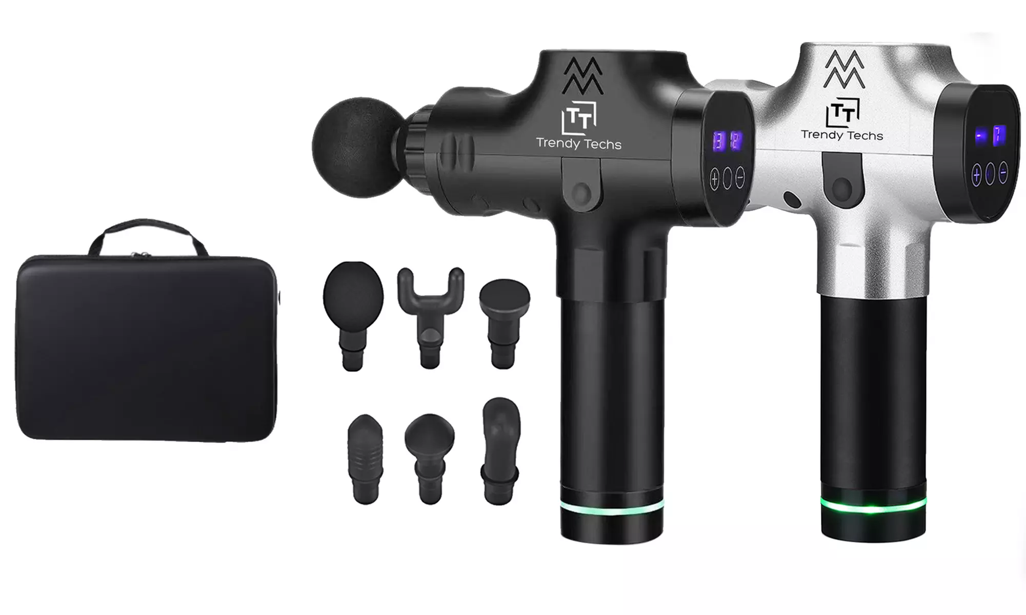 LAX Deep Tissue Percussion Handheld Massage Gun with 6 Interchangeable Heads - Primary Image