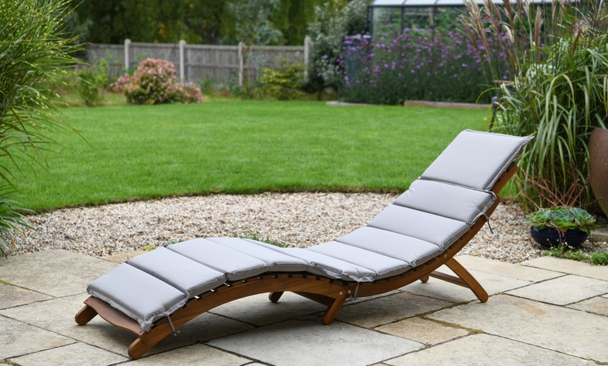 Image 2: One or Two Acacia Sun Lounger with Cushion