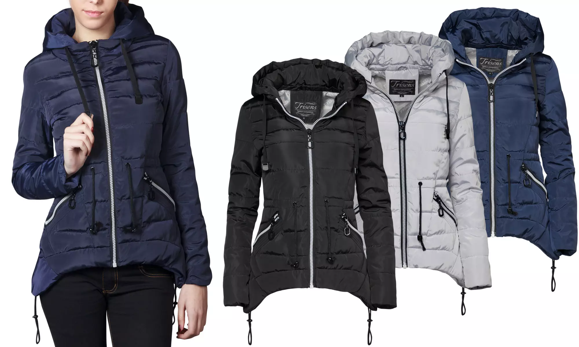 Trisens Damen-Übergangsjacke in Schwarz, Dunkelblau oder Grau - Primary Image