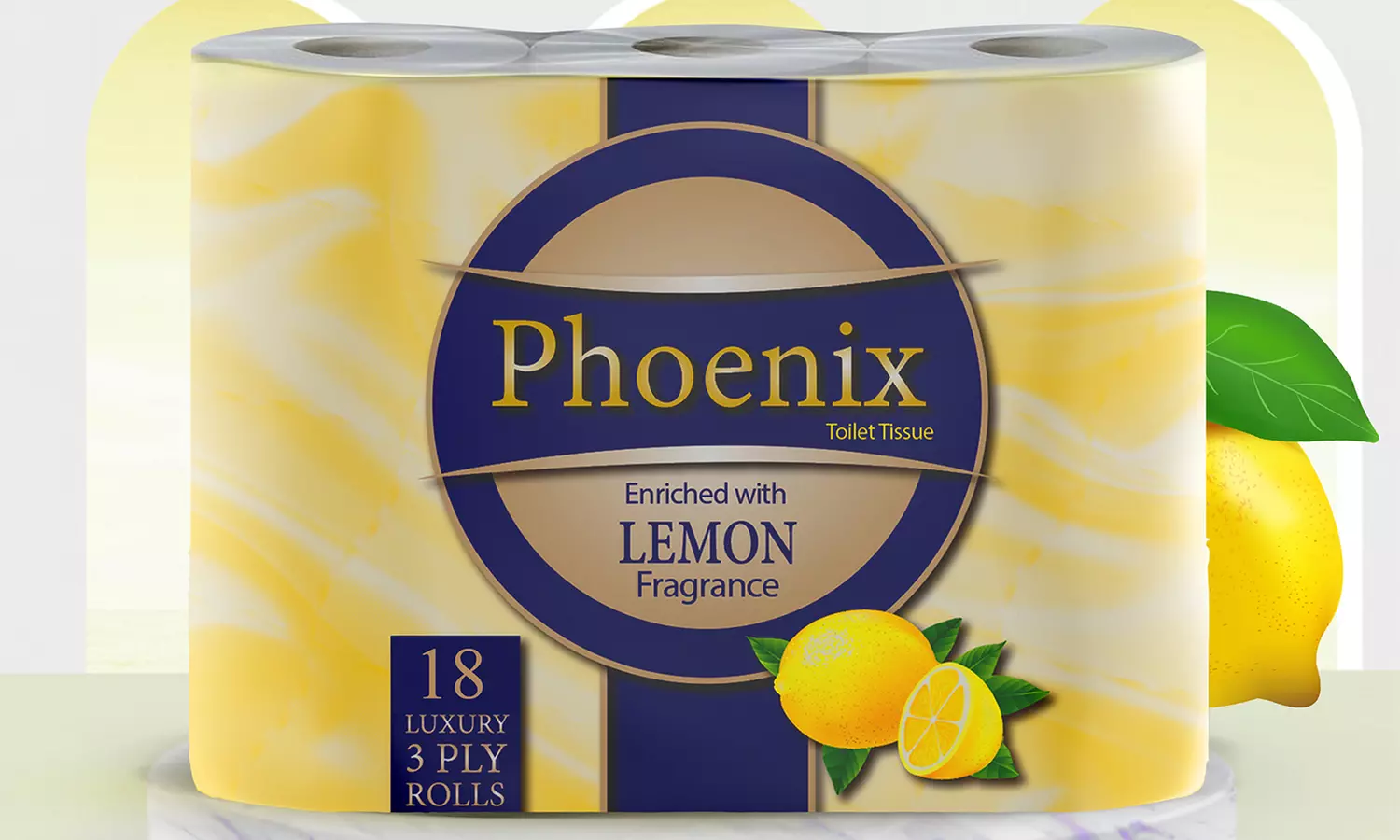 18, 45 or 90 Rolls of Phoenix Lemon-Fragranced Three-Ply Toilet Paper