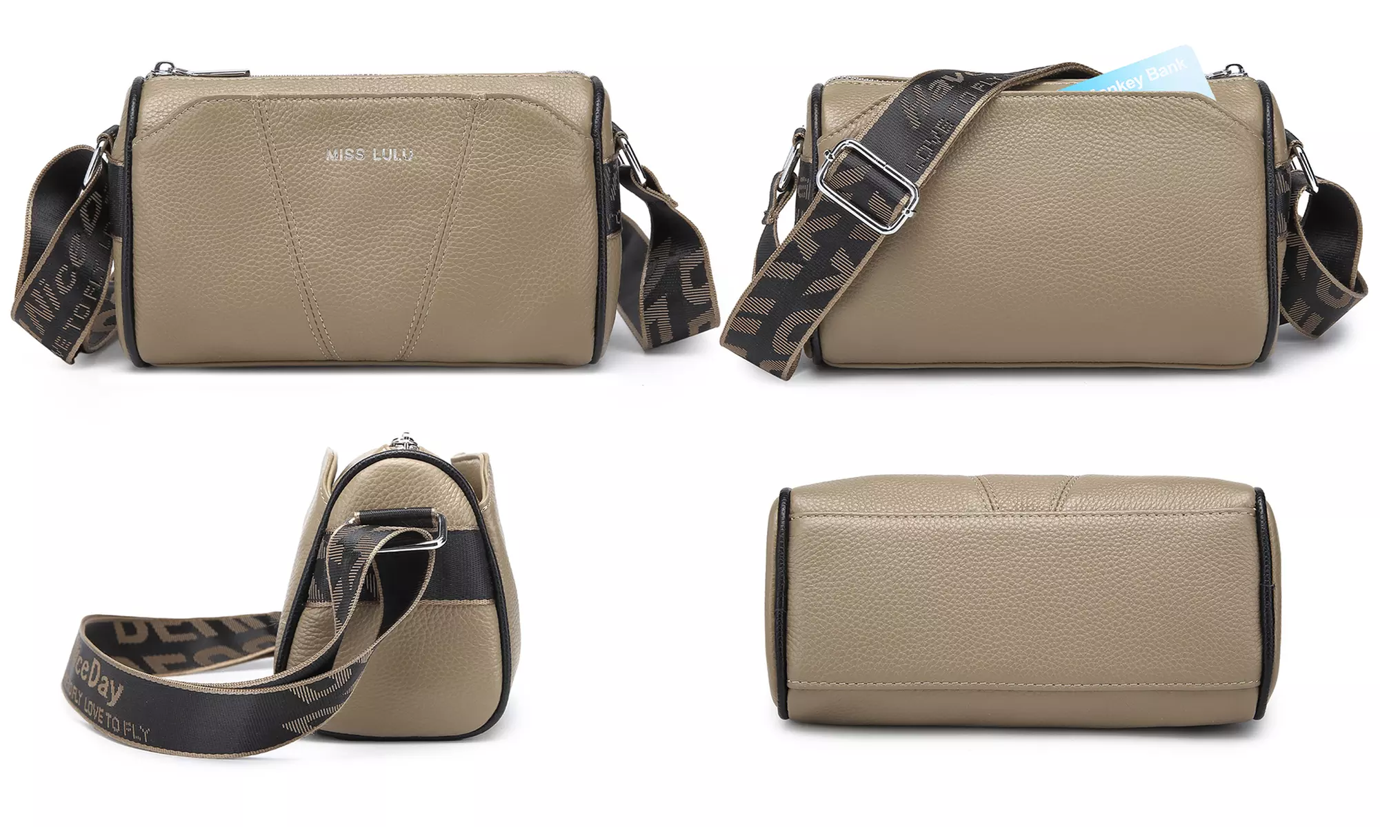 MISS LULU Women Wide Strap Leather Crossbody Bag Hand Bag