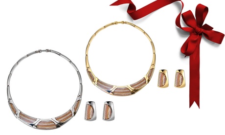 Parure collier et boucles d'oreilles style contemporain de Btime, pour femme