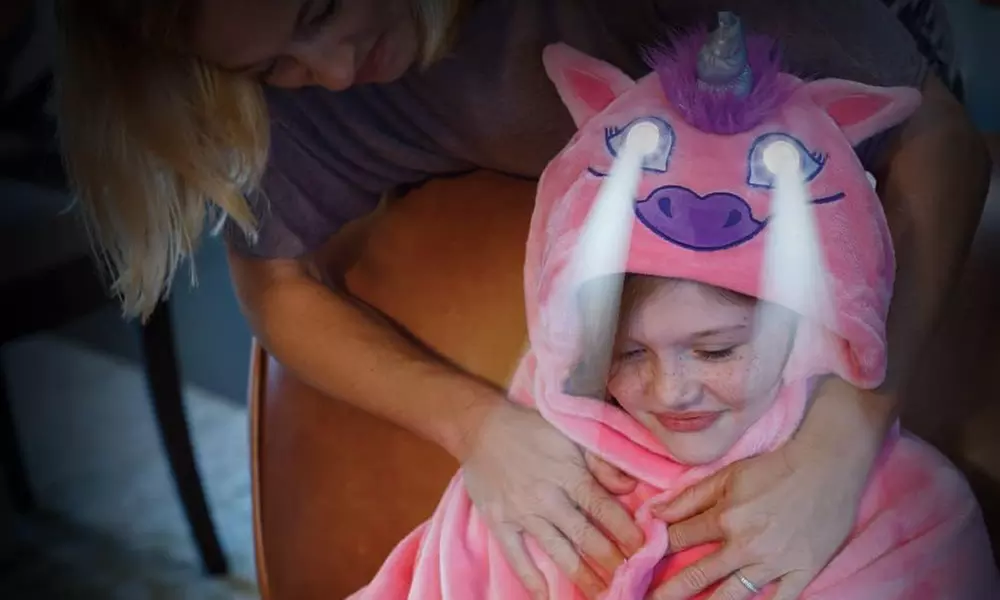 Soft Fleece Hooded Blanket with LED Eyes