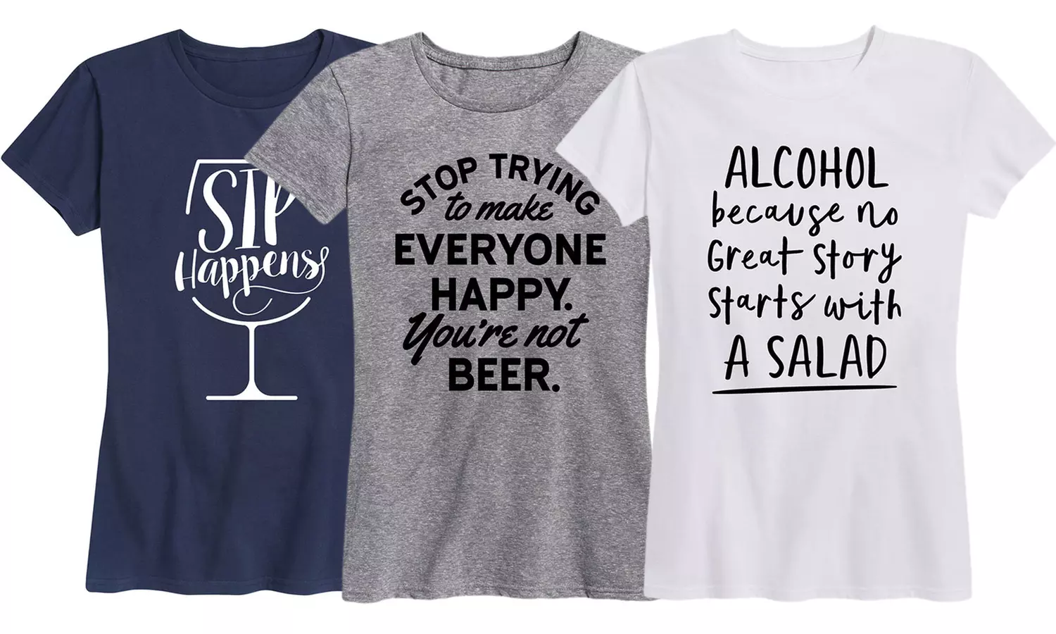 Ladies' Humorous Wine or Beer Tees. Plus Sizes Available. - Primary Image