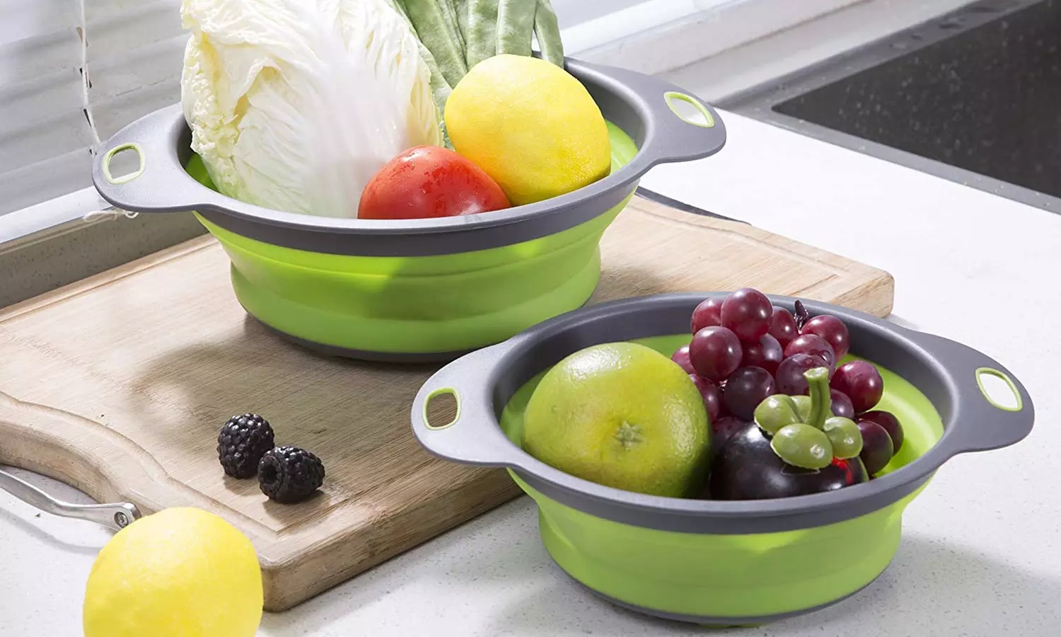 1 of 2 opvouwbare vergieten