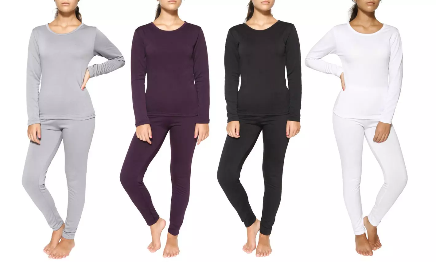 Women's Fleece-Lined Thermal Underwear Set (4-Piece) - Primary Image
