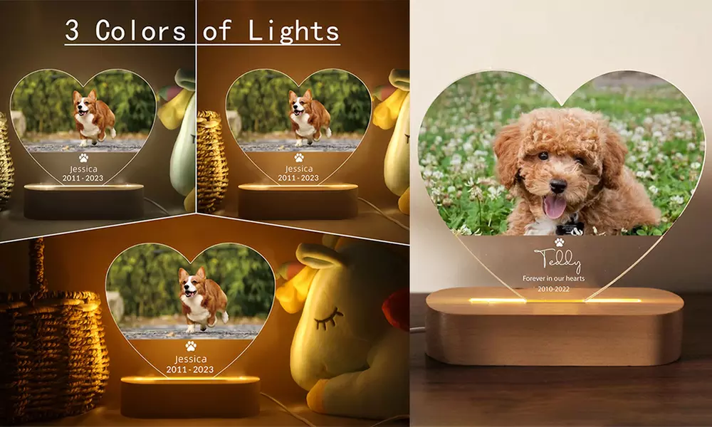 Personalisierbares Gedenk-Nachtlicht mit LED auf Holzsockel