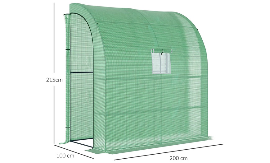 Image 11: Outsunny Walk-In Lean to Wall Greenhouse with Windows and Doors
