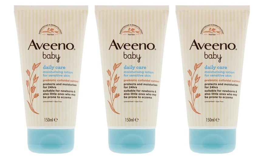 Image 1: Three Pack Aveeno Baby Daily Care Moisturising Lotions 150ml 