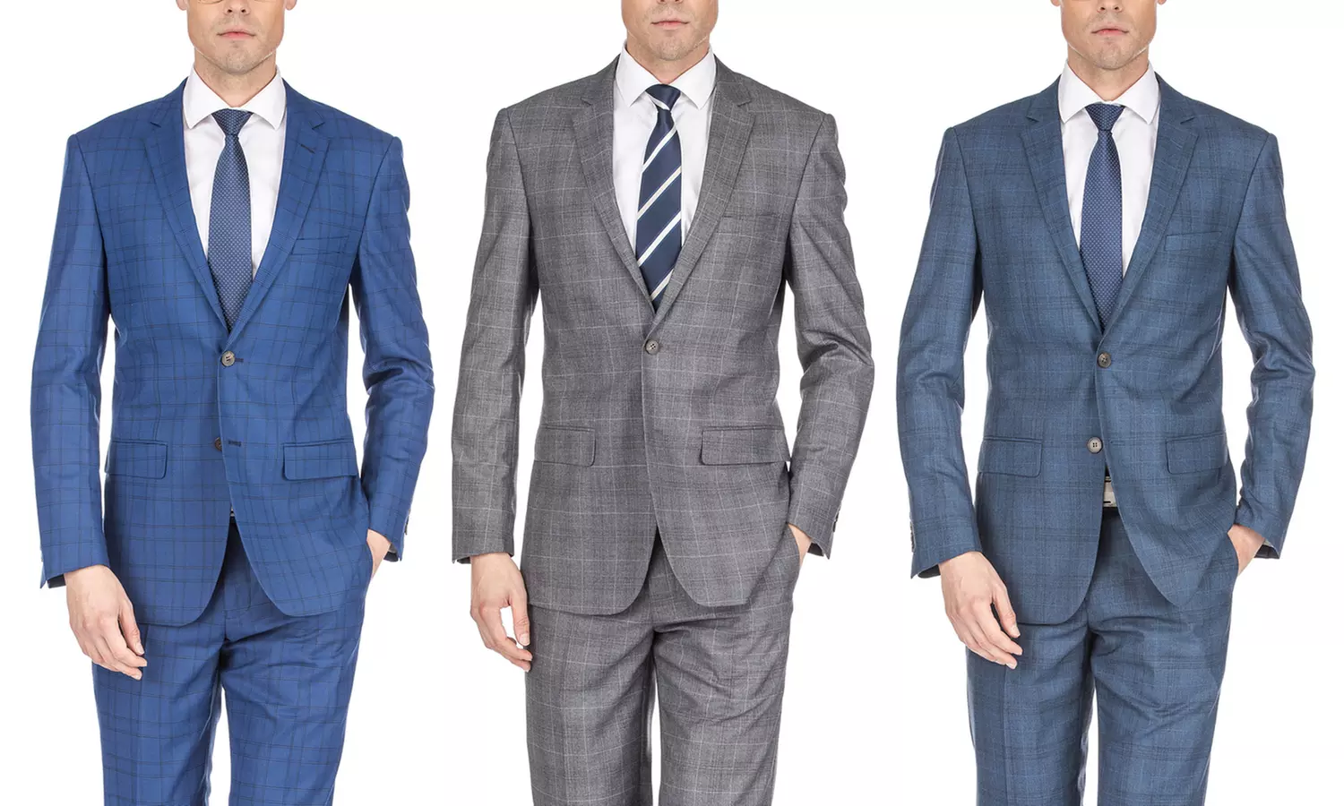Gino Vitale Men's Harrogate Windowpane Slim Fit Suits (2-Piece) - Primary Image