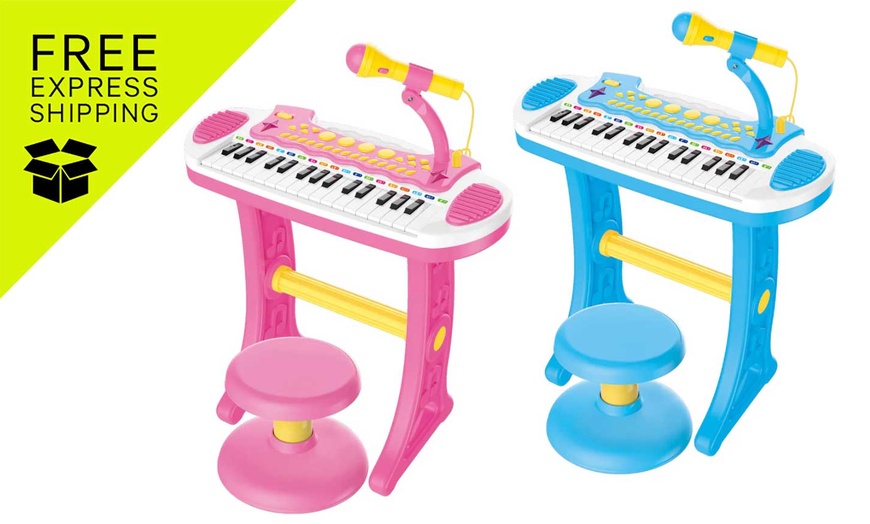 Image 1: Children's Electronic Keyboard with Stand & Mic