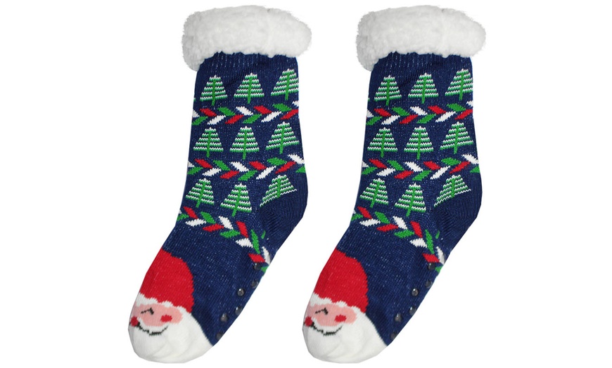 Image 27: Warm Winter Lined Christmas Slipper Socks