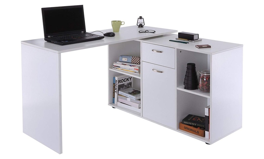 Image 3: L-Shaped Adjustable Computer Desk