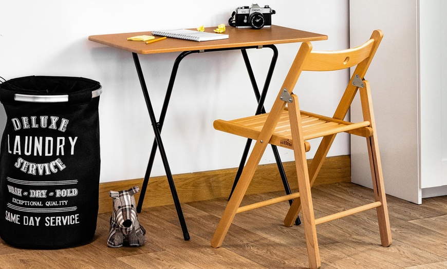 Image 5: Folding Wooden Computer Table
