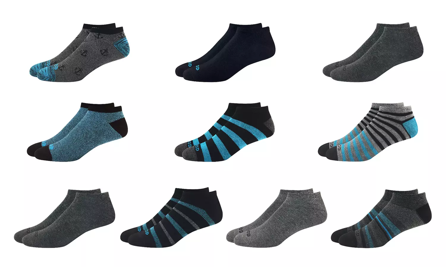 Izod Men's Flat-Knit Patterned Ankle Socks (10-Pair) - Second Medium