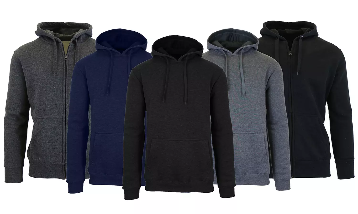 3-Pack Men's Fleece-Lined Pullover & Zip Hoodie Sweatshirts (M-2XL) - Primary Image