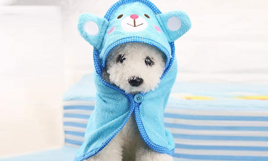 Image 2: Cartoon Hooded Towel for Pets