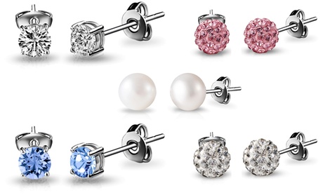 1 o 5 paia di orecchini Philip Jones disponibili con cristalli di Swarovski®, shamballa o d'acqua dolce in vari colori