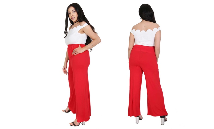 Image 2: Wide Leg Jersey Trousers