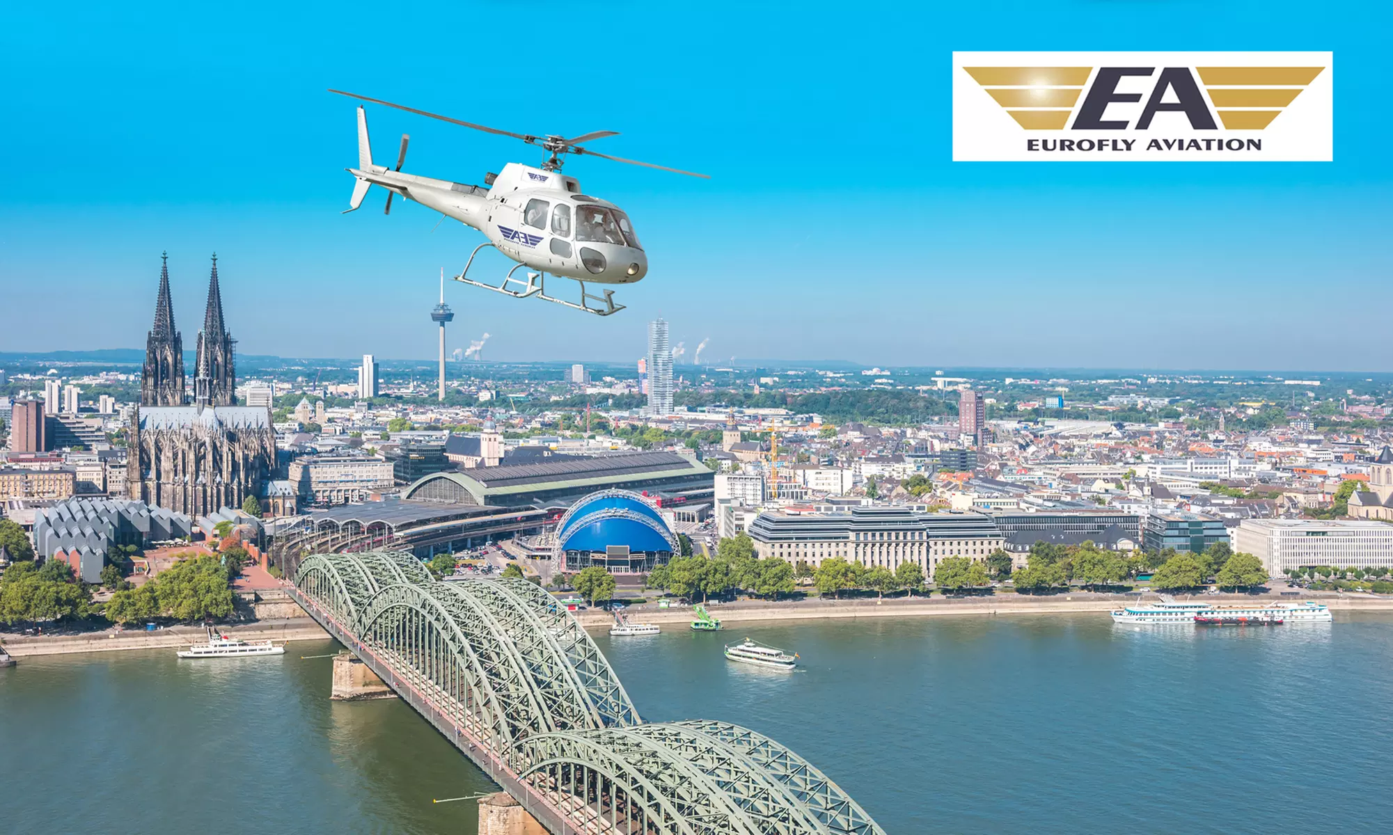 Skyline- oder Stadion-Hubschrauber-Rundflug über Köln und Umgebung bei Eurofly Aviation (bis zu 18% sparen) - Primary Image
