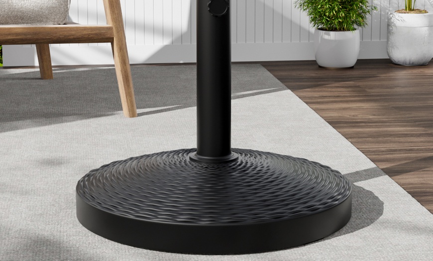 Image 20: Large 3m Black Rotating Outdoor Parasol with Multiple Base Styles