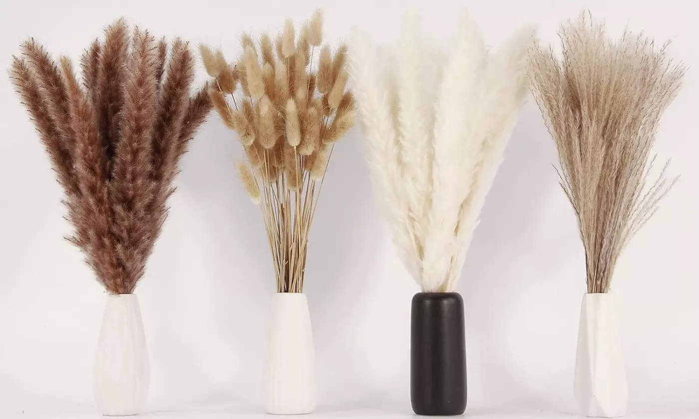 Natural Dried Flowers Pampas Grass Bunny Tails Bouquet Boho Wedding Table Decor