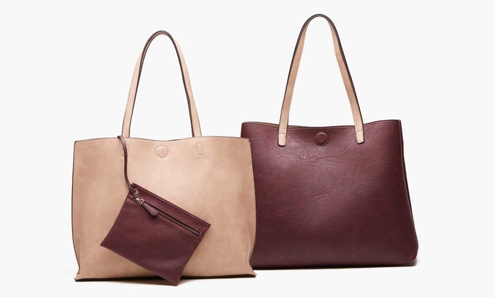 Reversible Tote with Free Matching Pouch | Groupon