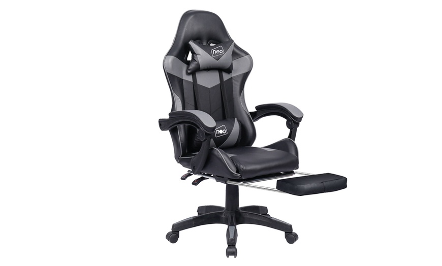 Image 6: Neo Massage Leather Gaming Chair with Footrest