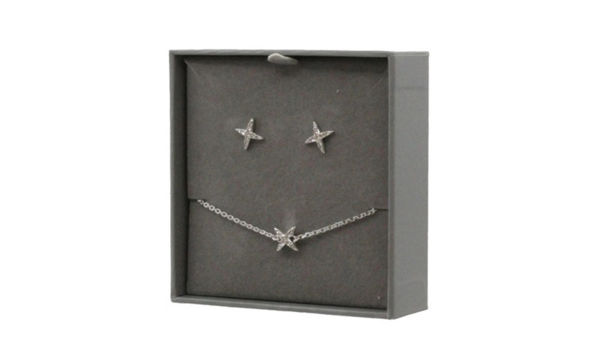 Image 2: Conjunto de pendientes y pulsera con estrellas y cristales brillantes