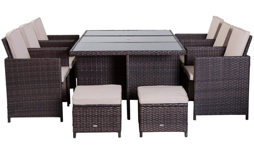 Image 11: Outsunny Rattan Cube Garden Set