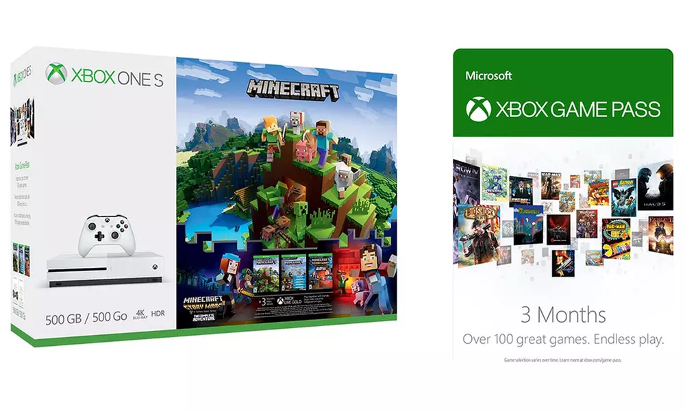 Xbox One S 500GB Console with Minecraft Complete Adventure Bundle and 3-Xbox Live Gold trial - Primary Image